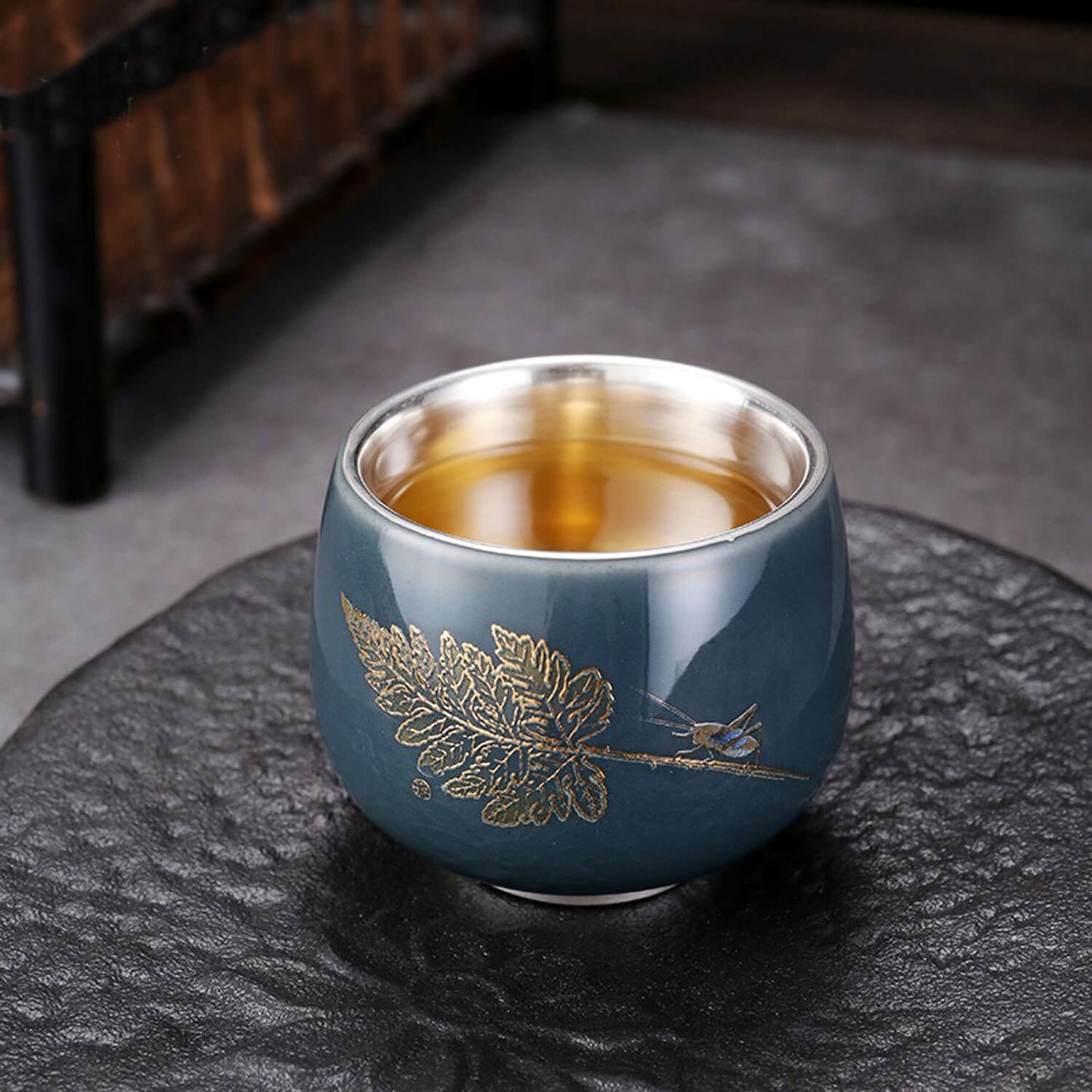 Snow & Ice: Silver-Lined Porcelain Teacup