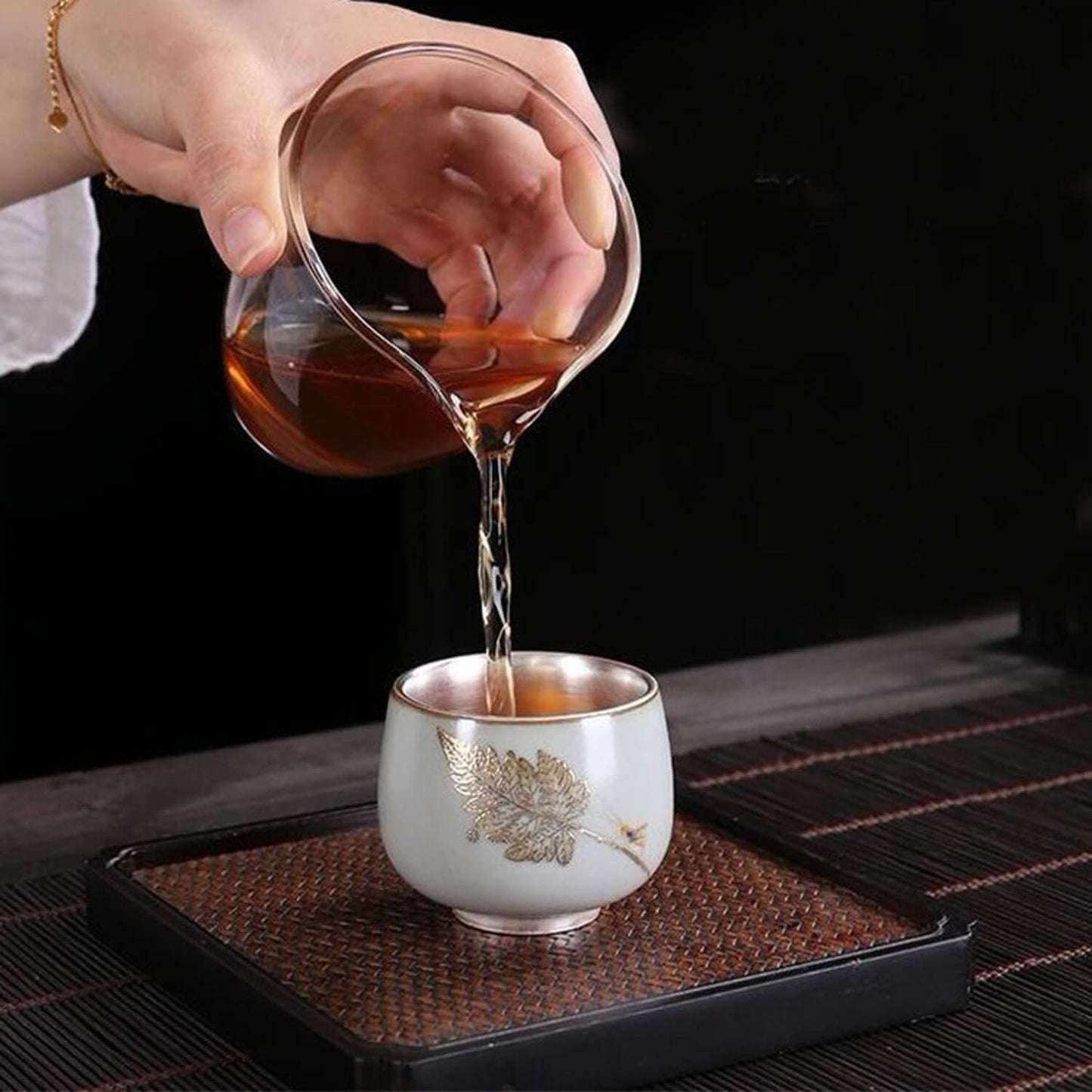 Snow & Ice: Silver-Lined Porcelain Teacup