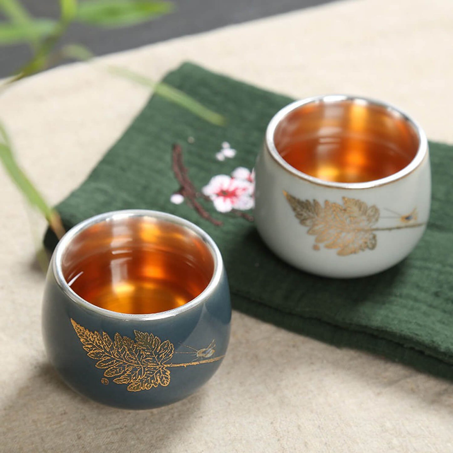Snow & Ice: Silver-Lined Porcelain Teacup