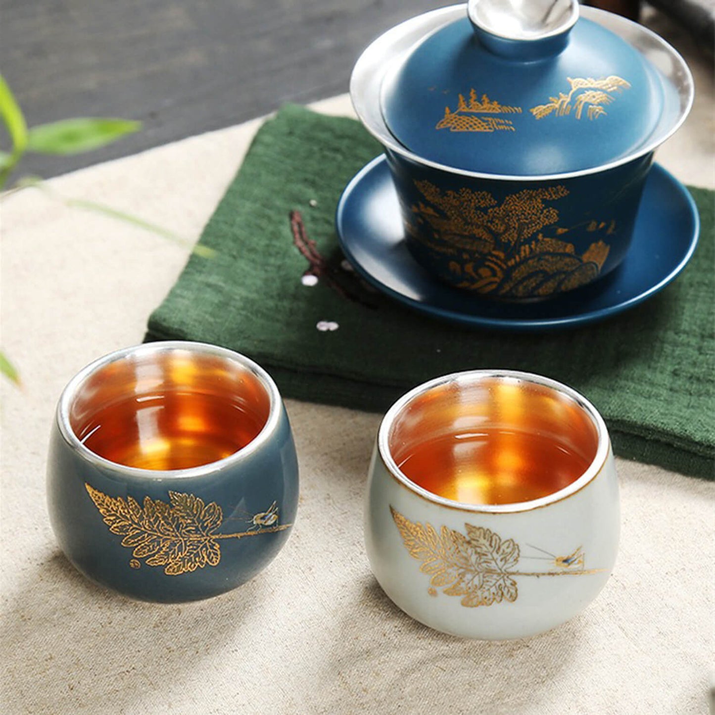 Snow & Ice: Silver-Lined Porcelain Teacup